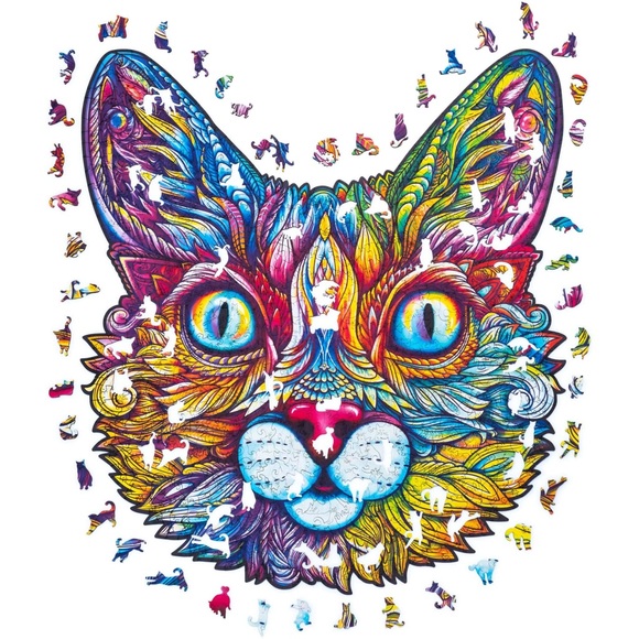 🧩🐈‍⬛🐱 Wooden, colorful cat puzzle with cat-shaped pieces - Picture 2 of 4